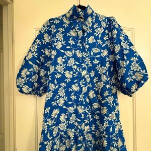 Blue collar floral dress